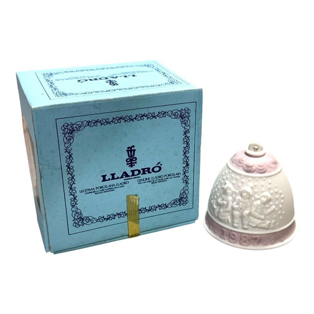 Vintage Lladro 1987 Holiday Porcelain Bell Ornament Collectible In Original Box